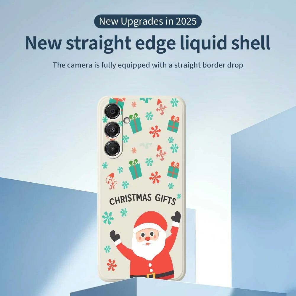 For Samsung Galaxy A16 5G  /  4G Case Christmas Gifts Pattern Printing Straight Edge TPU Phone Back Cover - Beige - 3