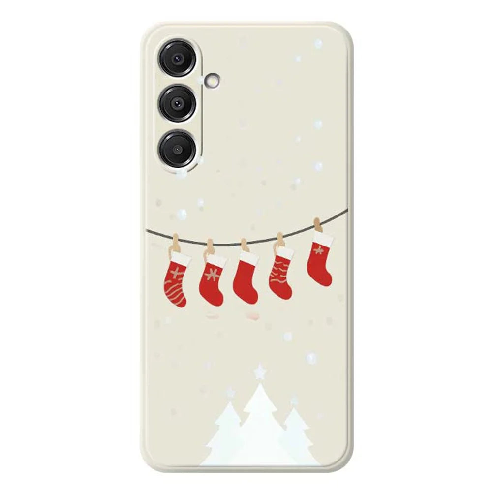For Samsung Galaxy A16 5G  /  4G Case Christmas Stockings Pattern Printing Straight Edge TPU Phone Back Cover - Beige - 1