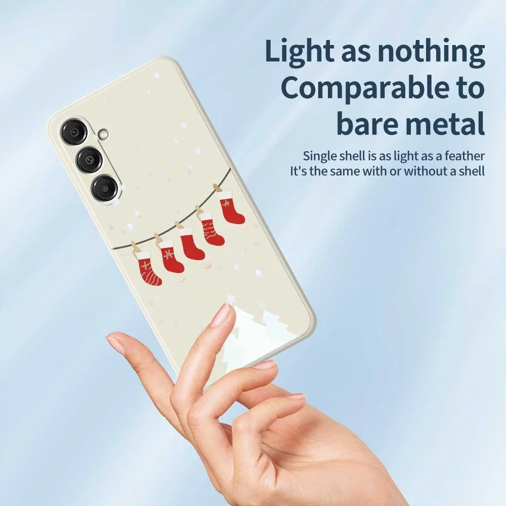 For Samsung Galaxy A16 5G  /  4G Case Christmas Stockings Pattern Printing Straight Edge TPU Phone Back Cover - Beige - 4