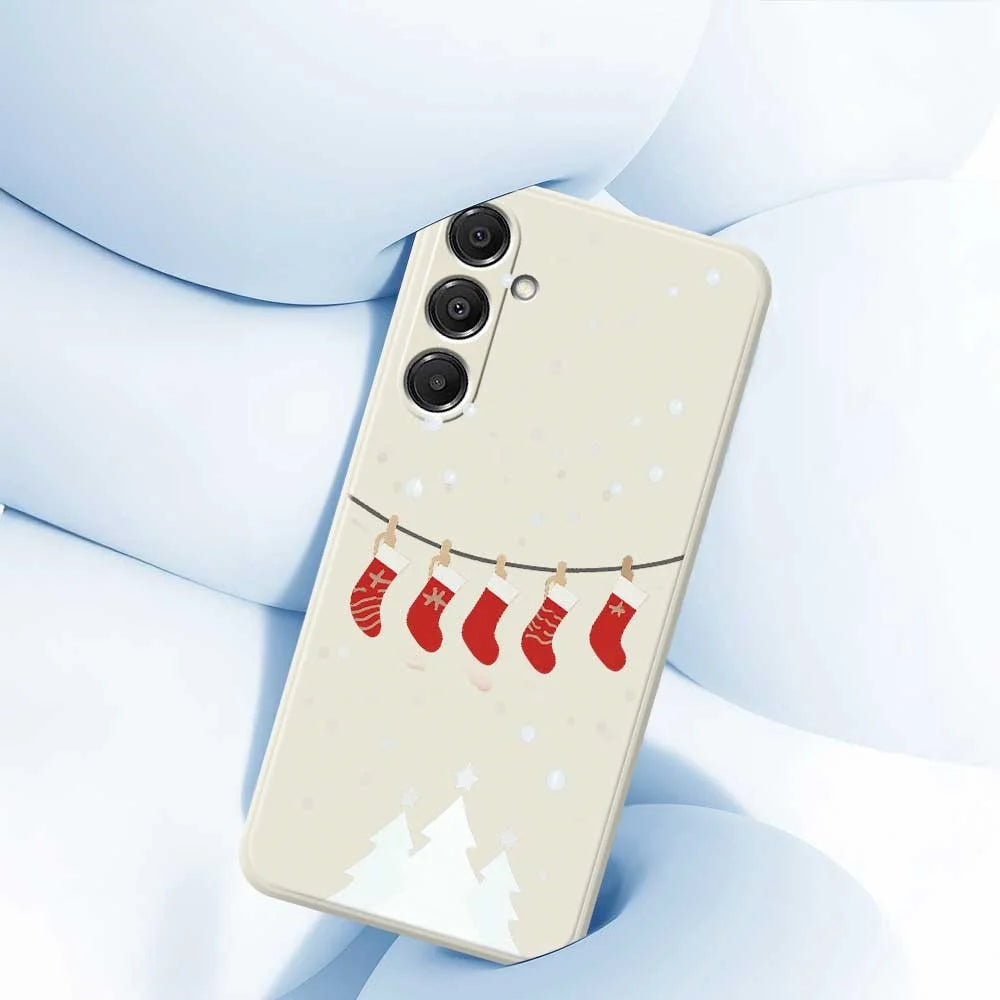 For Samsung Galaxy A16 5G  /  4G Case Christmas Stockings Pattern Printing Straight Edge TPU Phone Back Cover - Beige - 5