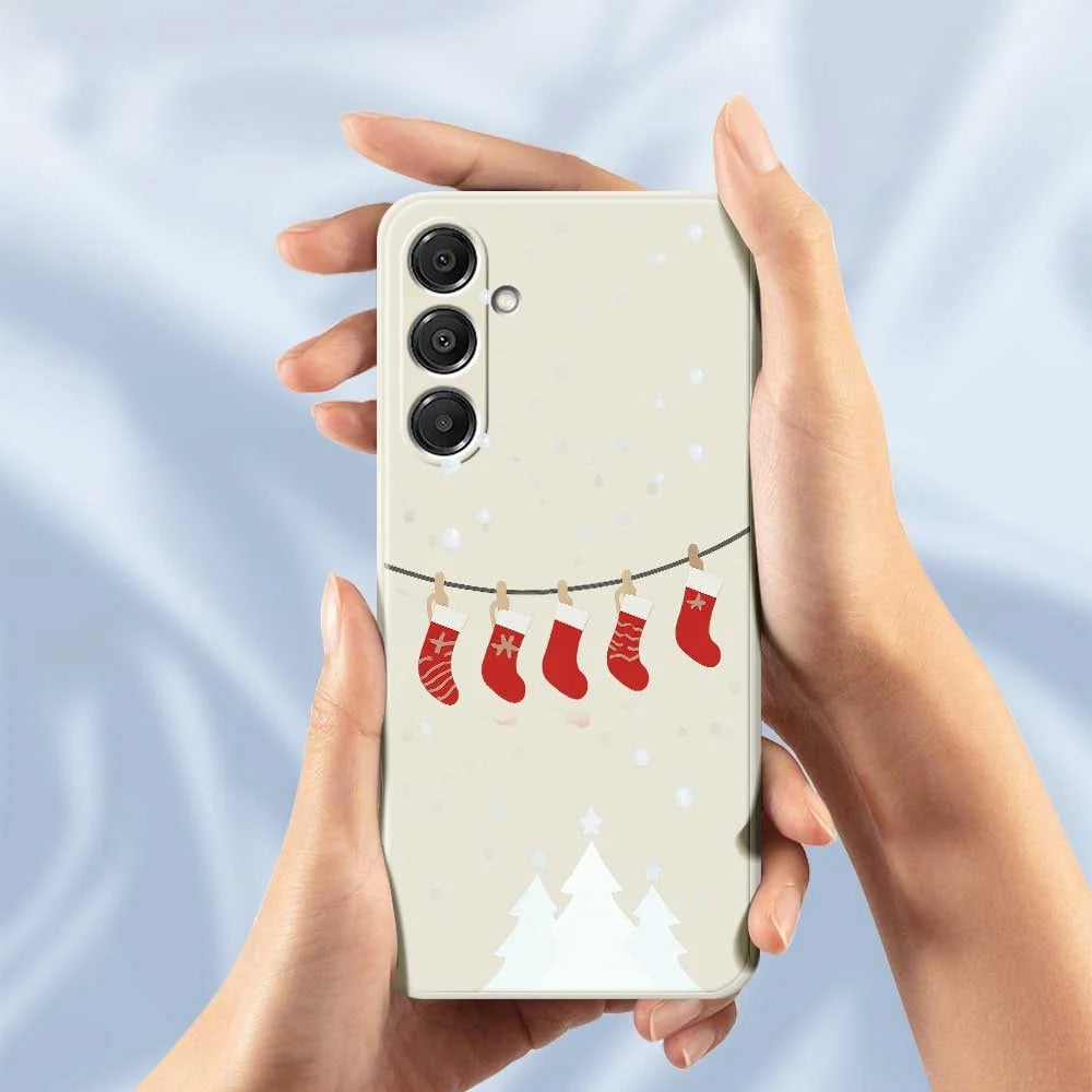 For Samsung Galaxy A16 5G  /  4G Case Christmas Stockings Pattern Printing Straight Edge TPU Phone Back Cover - Beige - 6