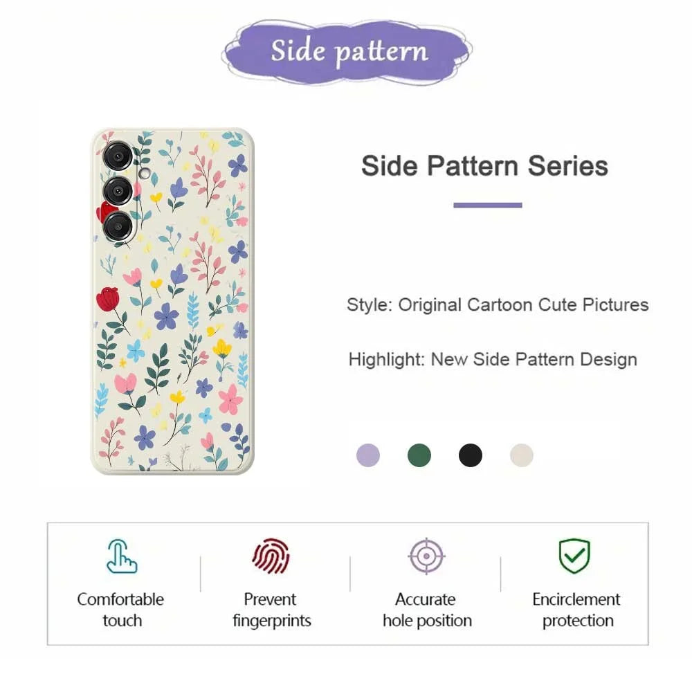 For Samsung Galaxy A16 5G  /  4G Case Colorful Flower Branches Pattern Printing Straight Edge TPU Phone Back Cover - Beige - 2