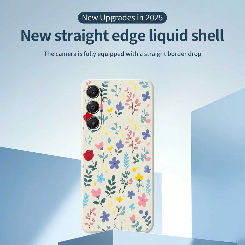 For Samsung Galaxy A16 5G  /  4G Case Colorful Flower Branches Pattern Printing Straight Edge TPU Phone Back Cover - Beige - 3