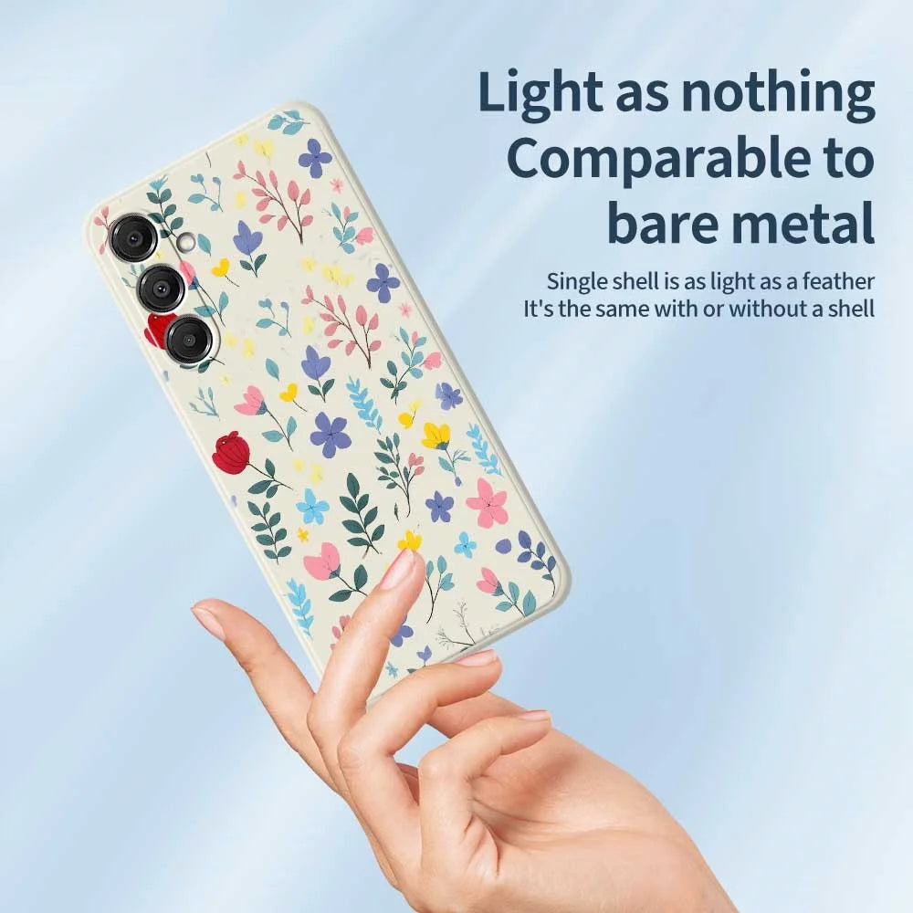 For Samsung Galaxy A16 5G  /  4G Case Colorful Flower Branches Pattern Printing Straight Edge TPU Phone Back Cover - Beige - 4