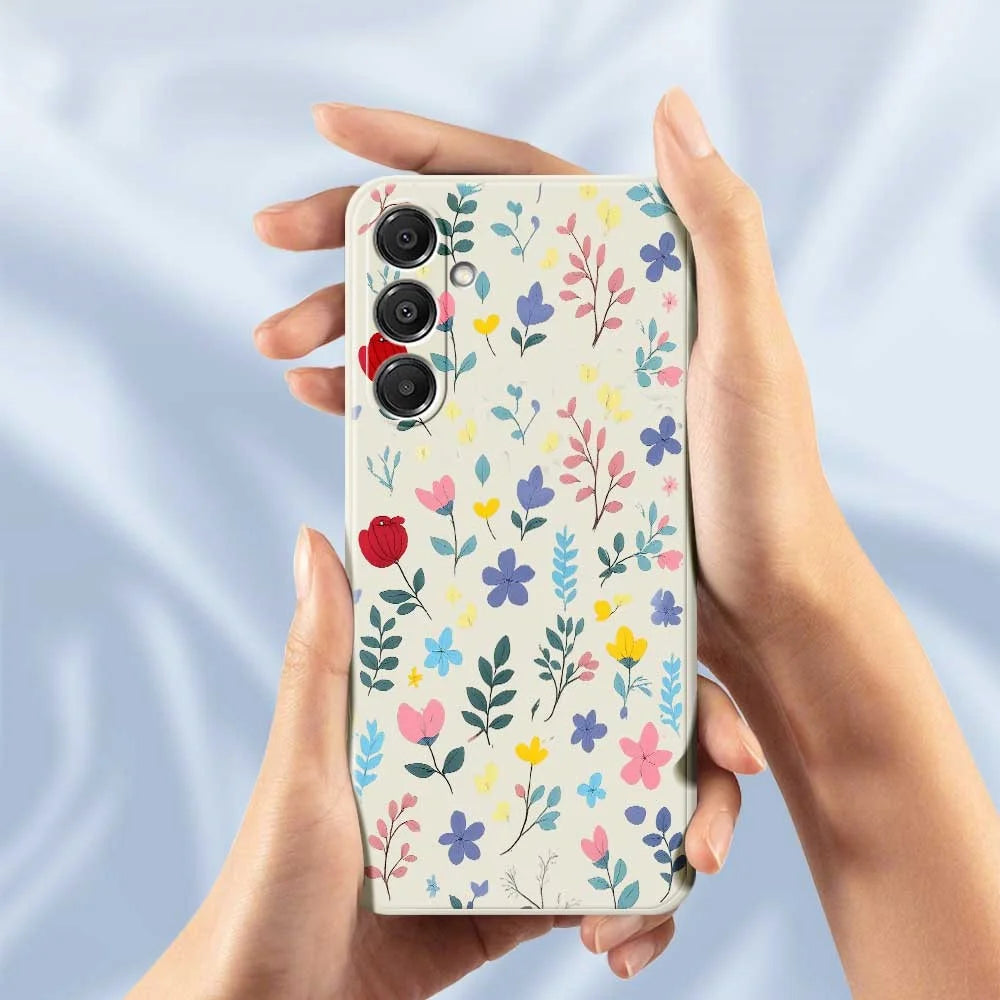 For Samsung Galaxy A16 5G  /  4G Case Colorful Flower Branches Pattern Printing Straight Edge TPU Phone Back Cover - Beige - 6