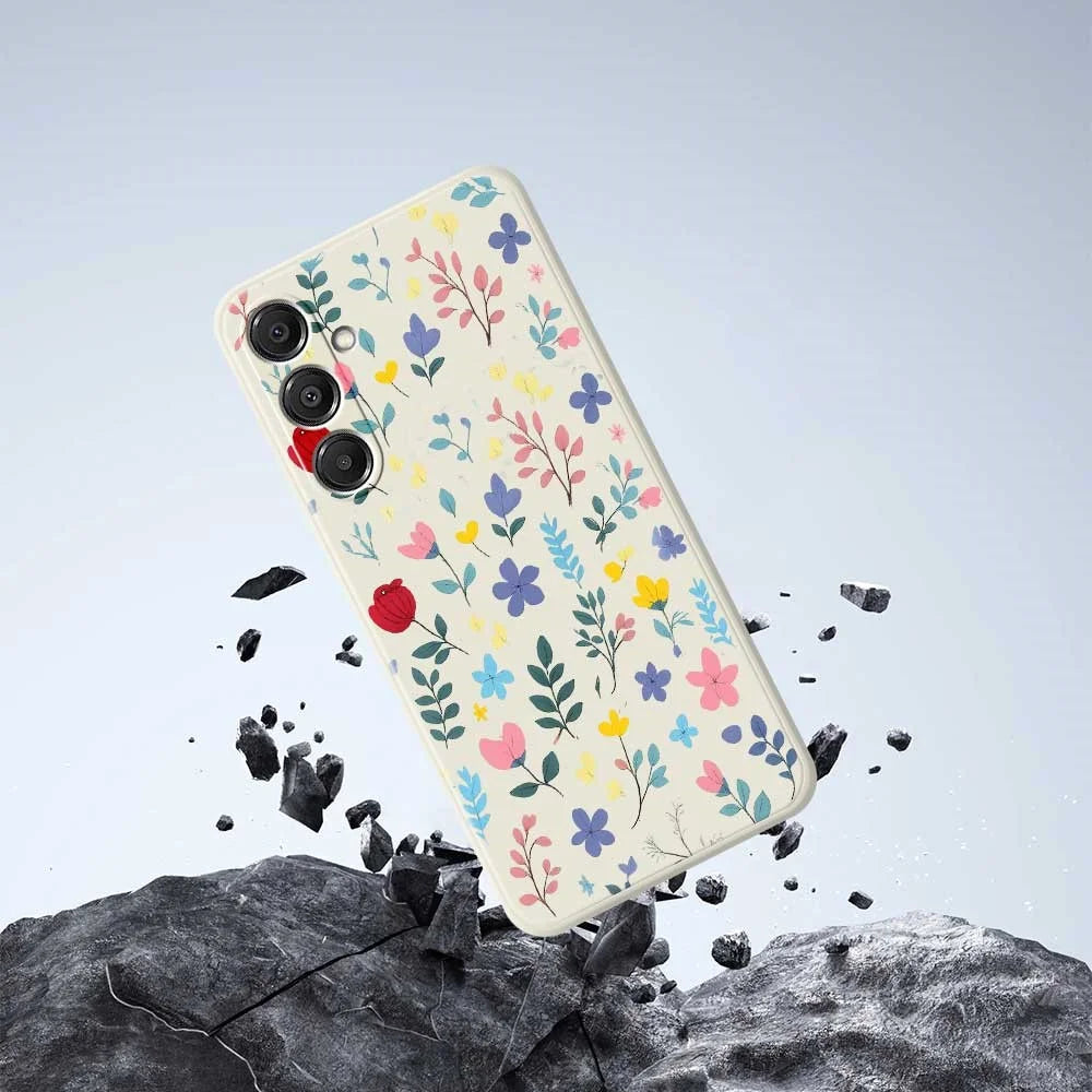 For Samsung Galaxy A16 5G  /  4G Case Colorful Flower Branches Pattern Printing Straight Edge TPU Phone Back Cover - Beige - 7