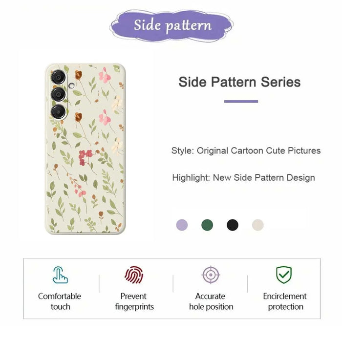 For Samsung Galaxy A16 5G  /  4G Case Small Flower Leaves Pattern Printing Straight Edge TPU Phone Back Cover - Beige - 2