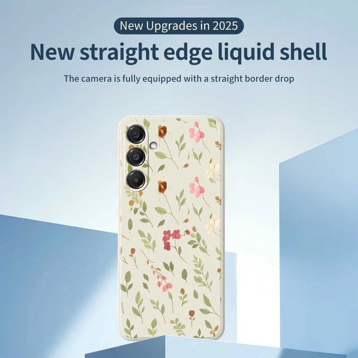 For Samsung Galaxy A16 5G  /  4G Case Small Flower Leaves Pattern Printing Straight Edge TPU Phone Back Cover - Beige - 3