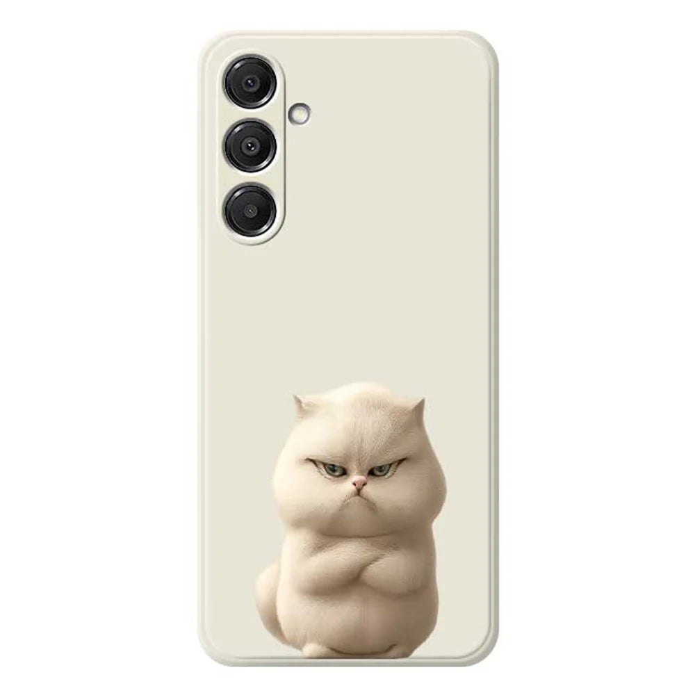 For Samsung Galaxy A16 5G  /  4G Case Angry Cat Pattern Printing Straight Edge TPU Phone Back Cover - Beige - 1