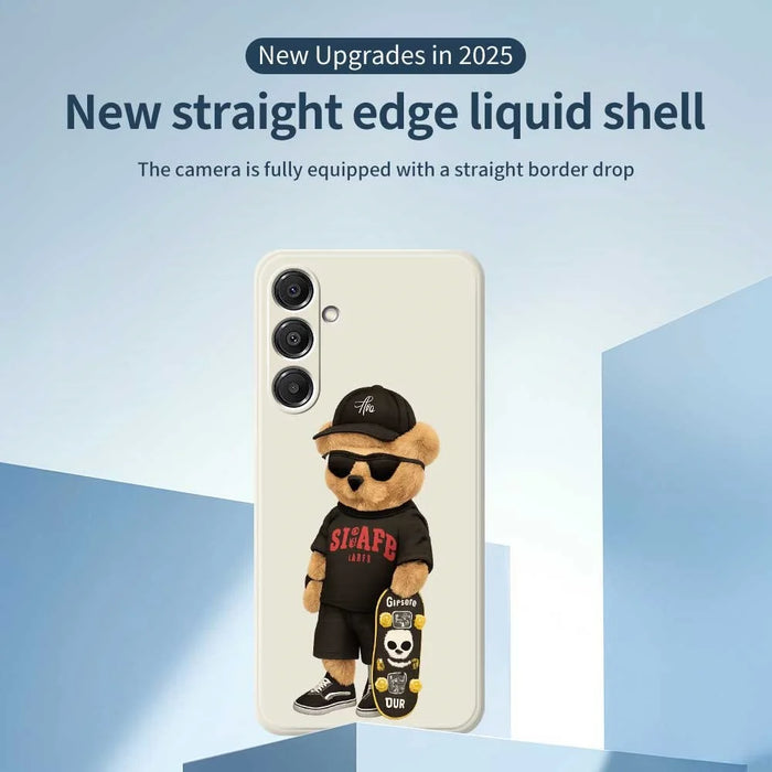 For Samsung Galaxy A16 5G  /  4G Case Cool Bear Pattern Printing Straight Edge TPU Phone Back Cover - Beige - 3