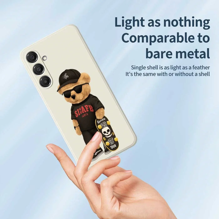 For Samsung Galaxy A16 5G  /  4G Case Cool Bear Pattern Printing Straight Edge TPU Phone Back Cover - Beige - 4