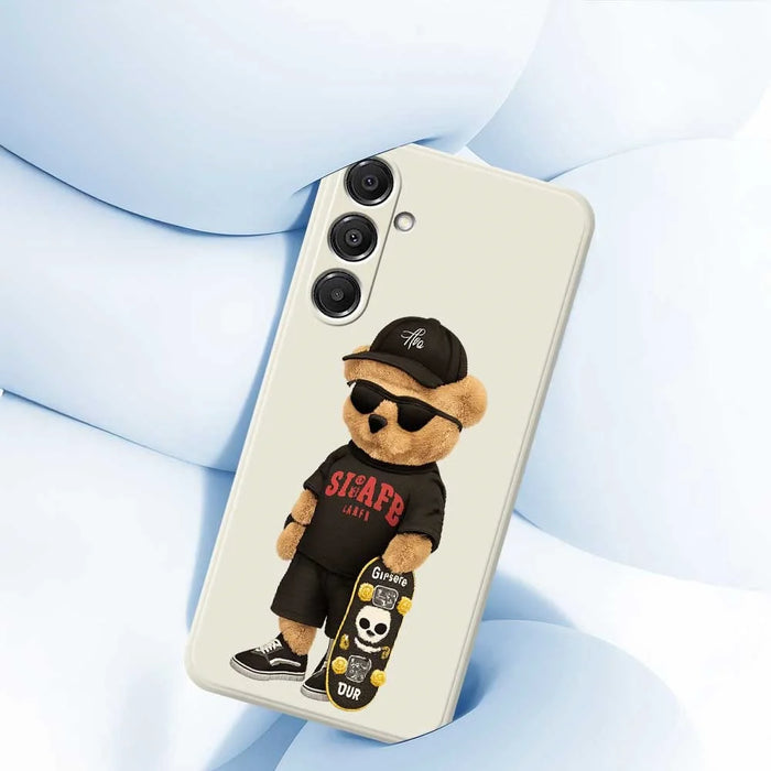 For Samsung Galaxy A16 5G  /  4G Case Cool Bear Pattern Printing Straight Edge TPU Phone Back Cover - Beige - 5