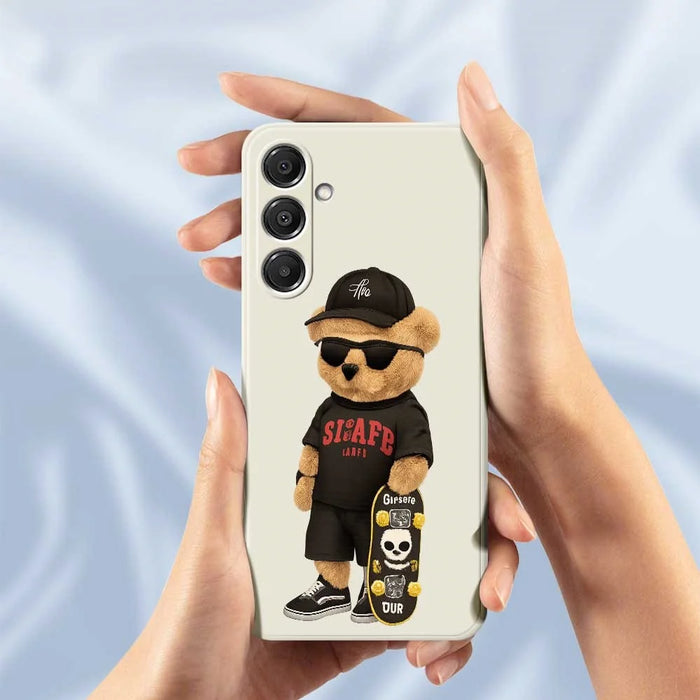 For Samsung Galaxy A16 5G  /  4G Case Cool Bear Pattern Printing Straight Edge TPU Phone Back Cover - Beige - 6