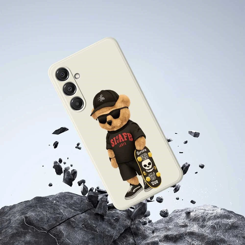 For Samsung Galaxy A16 5G  /  4G Case Cool Bear Pattern Printing Straight Edge TPU Phone Back Cover - Beige - 7