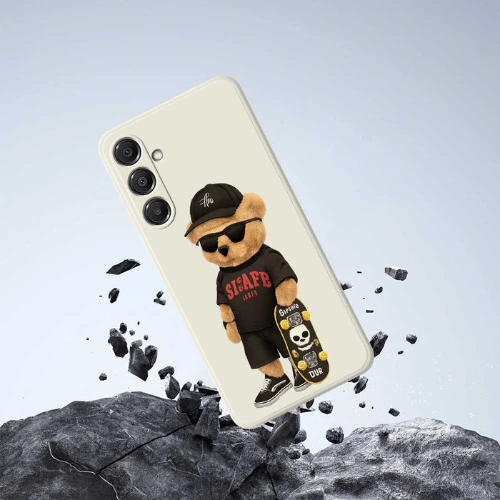 For Samsung Galaxy A16 5G  /  4G Case Cool Bear Pattern Printing Straight Edge TPU Phone Back Cover - Beige - 7