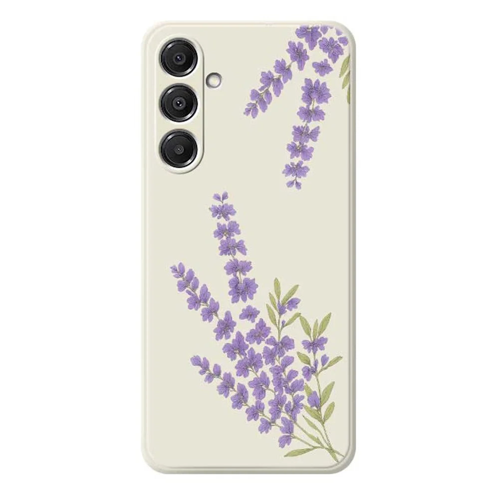 For Samsung Galaxy A16 5G  /  4G Case Lavender Pattern Printing Straight Edge TPU Phone Back Cover - Beige - 1