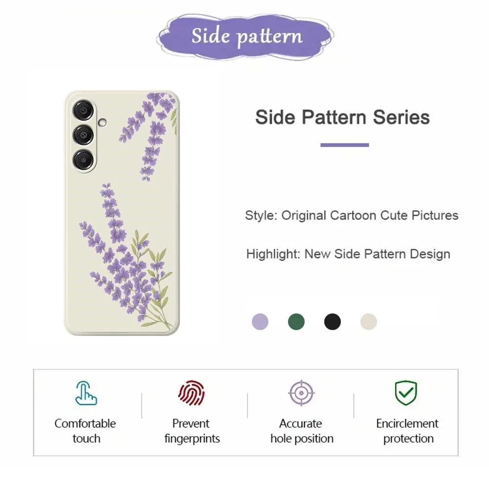 For Samsung Galaxy A16 5G  /  4G Case Lavender Pattern Printing Straight Edge TPU Phone Back Cover - Beige - 2