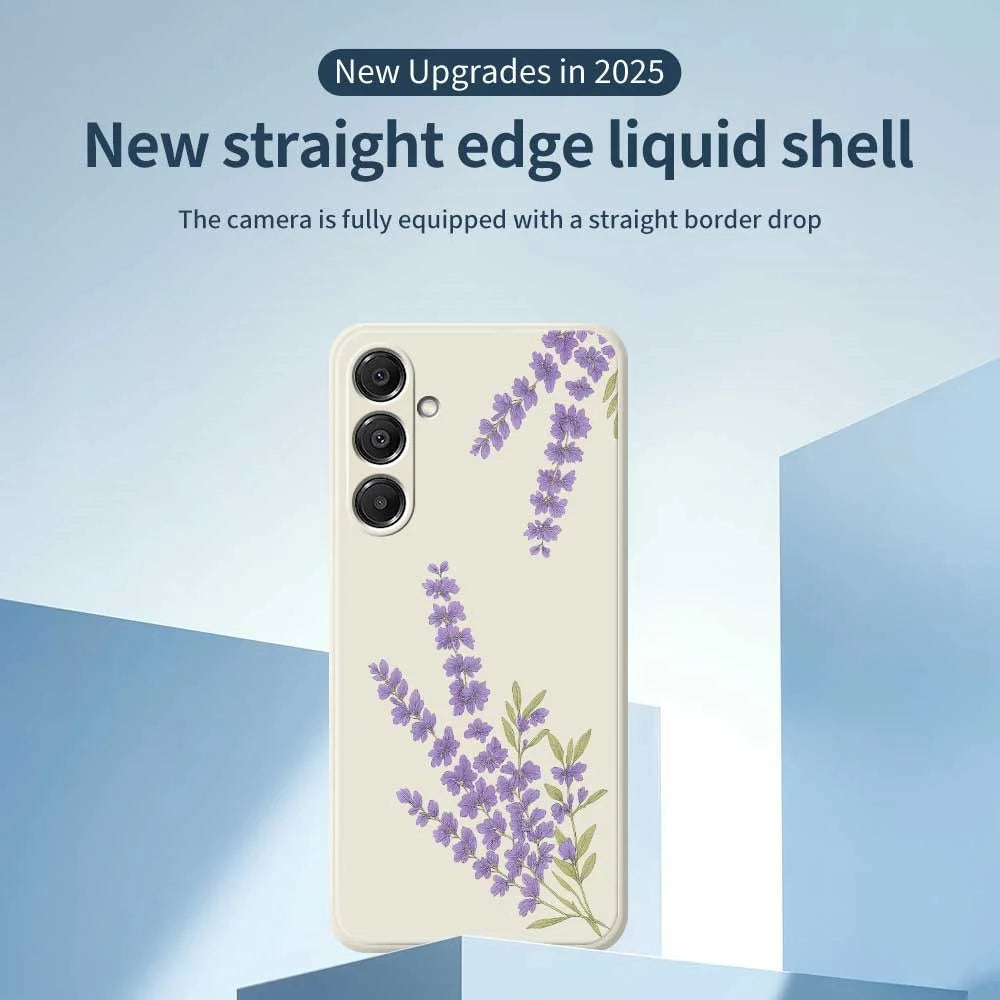 For Samsung Galaxy A16 5G  /  4G Case Lavender Pattern Printing Straight Edge TPU Phone Back Cover - Beige - 3