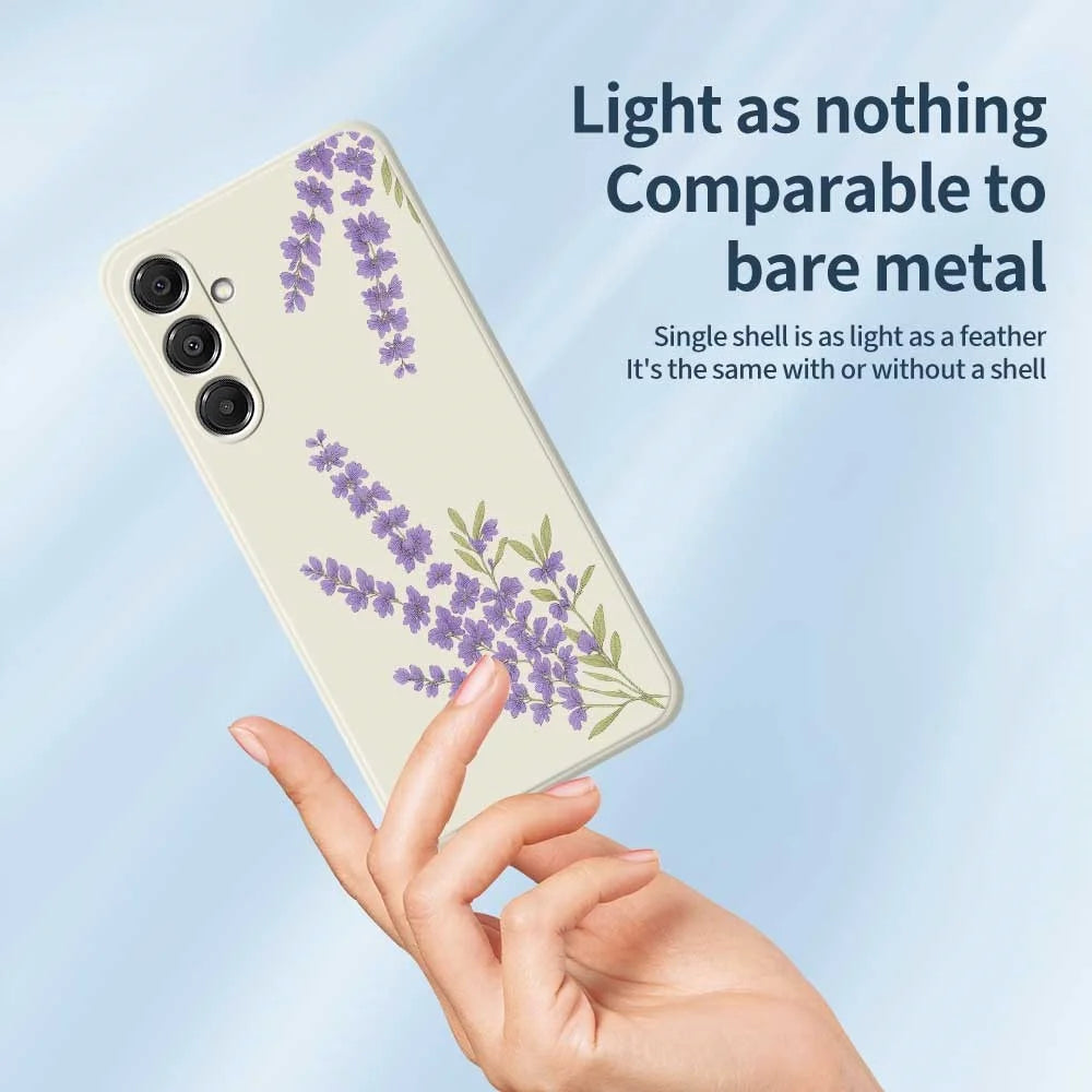 For Samsung Galaxy A16 5G  /  4G Case Lavender Pattern Printing Straight Edge TPU Phone Back Cover - Beige - 4