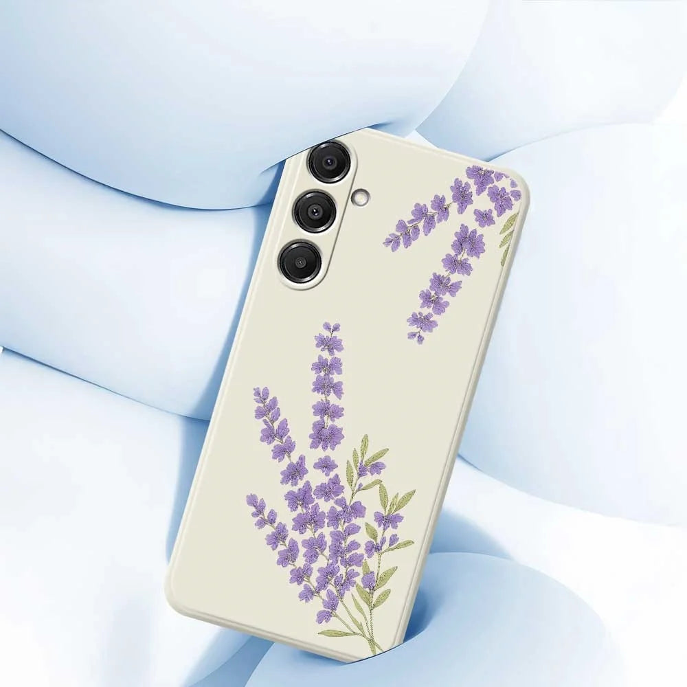 For Samsung Galaxy A16 5G  /  4G Case Lavender Pattern Printing Straight Edge TPU Phone Back Cover - Beige - 5