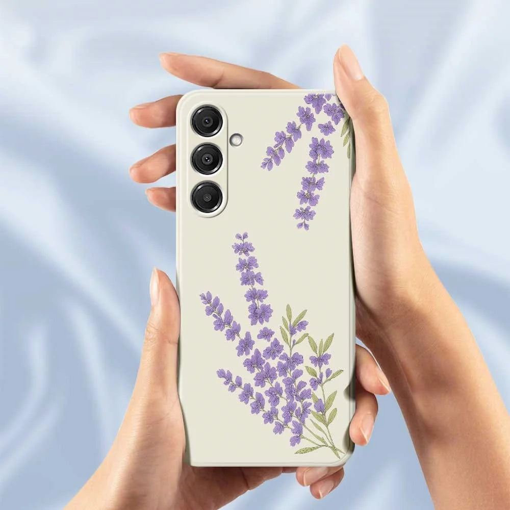 For Samsung Galaxy A16 5G  /  4G Case Lavender Pattern Printing Straight Edge TPU Phone Back Cover - Beige - 6