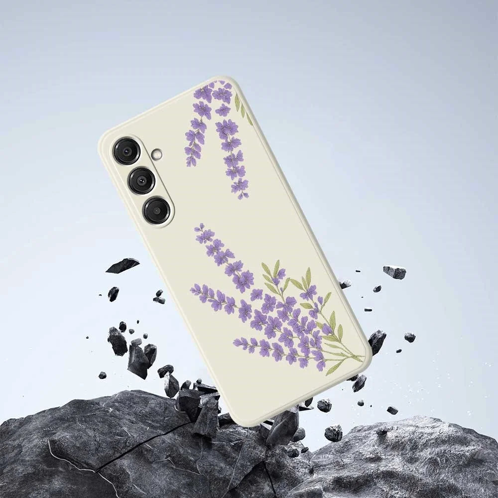 For Samsung Galaxy A16 5G  /  4G Case Lavender Pattern Printing Straight Edge TPU Phone Back Cover - Beige - 7