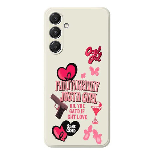 For Samsung Galaxy A16 5G  /  4G Case Pink Elements Pattern Printing Straight Edge TPU Phone Back Cover - Beige - 1