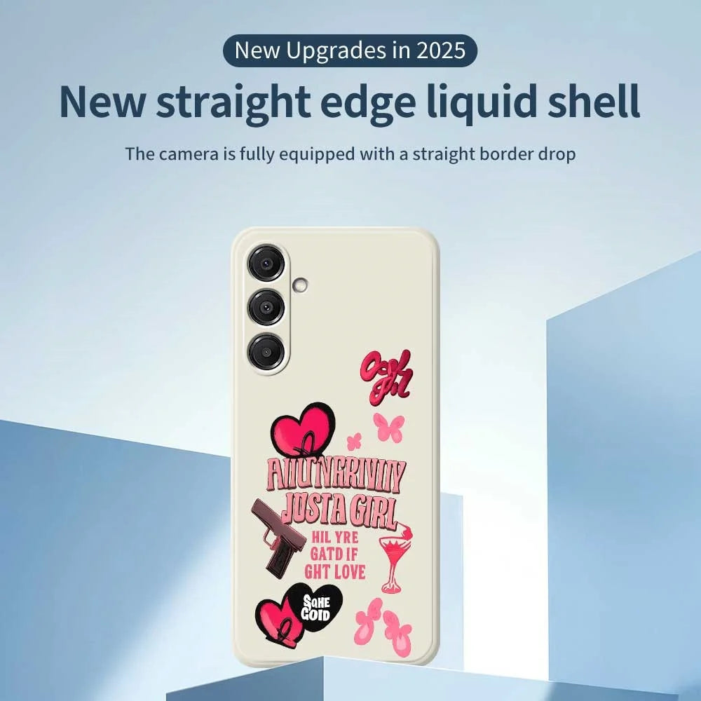 For Samsung Galaxy A16 5G  /  4G Case Pink Elements Pattern Printing Straight Edge TPU Phone Back Cover - Beige - 3