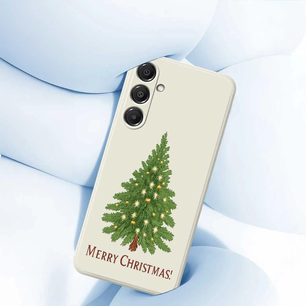 For Samsung Galaxy A16 5G  /  4G Case Christmas Tree Pattern Printing Straight Edge TPU Phone Back Cover - Beige - 5