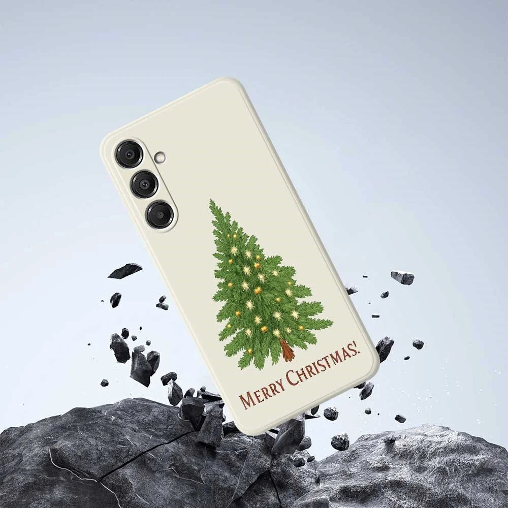 For Samsung Galaxy A16 5G  /  4G Case Christmas Tree Pattern Printing Straight Edge TPU Phone Back Cover - Beige - 7