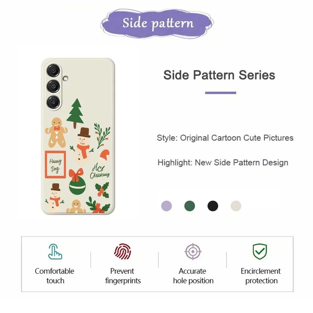 For Samsung Galaxy A16 5G  /  4G Case Christmas Snowman Pattern Printing Straight Edge TPU Phone Back Cover - Beige - 2