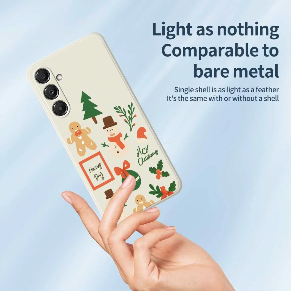 For Samsung Galaxy A16 5G  /  4G Case Christmas Snowman Pattern Printing Straight Edge TPU Phone Back Cover - Beige - 4