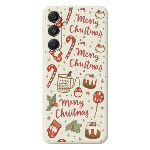 For Samsung Galaxy A16 5G  /  4G Case Merry Christmas Pattern Printing Straight Edge TPU Phone Back Cover - Beige - 1