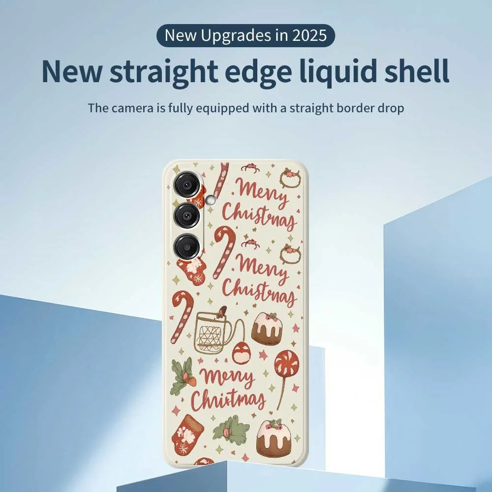 For Samsung Galaxy A16 5G  /  4G Case Merry Christmas Pattern Printing Straight Edge TPU Phone Back Cover - Beige - 3