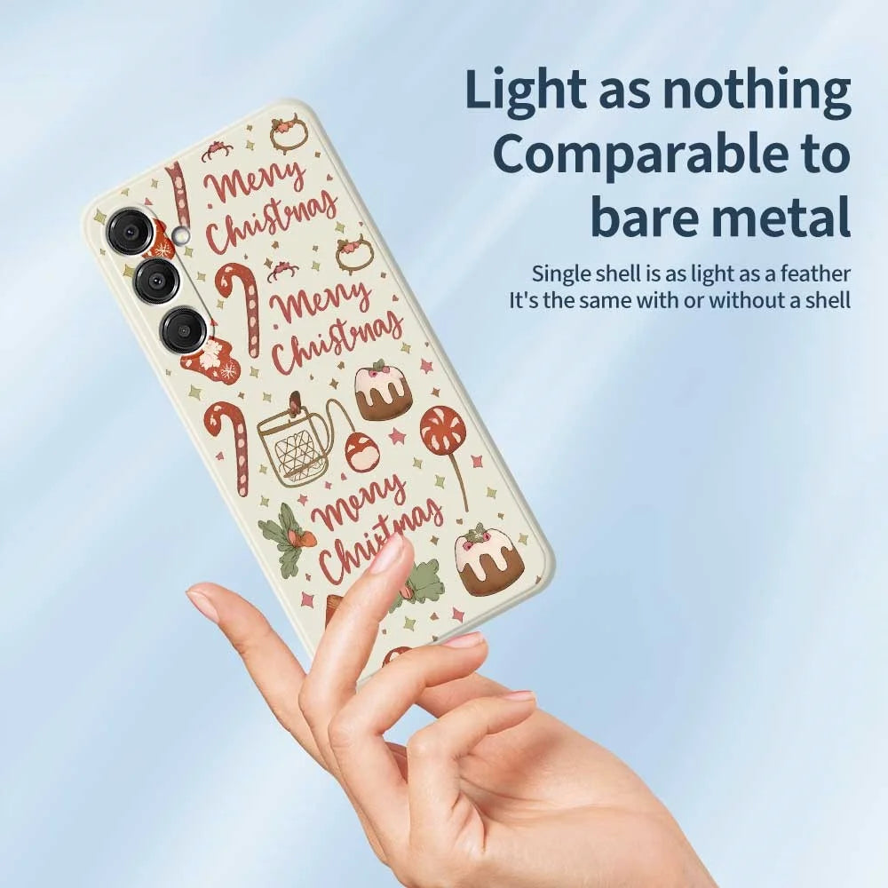 For Samsung Galaxy A16 5G  /  4G Case Merry Christmas Pattern Printing Straight Edge TPU Phone Back Cover - Beige - 4