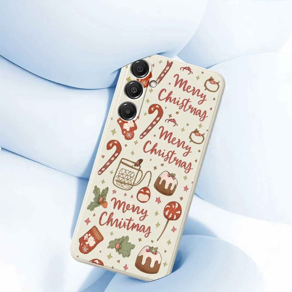 For Samsung Galaxy A16 5G  /  4G Case Merry Christmas Pattern Printing Straight Edge TPU Phone Back Cover - Beige - 5