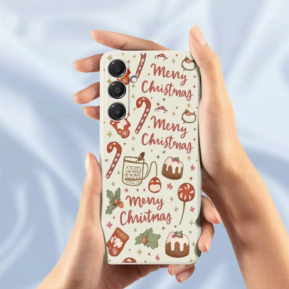 For Samsung Galaxy A16 5G  /  4G Case Merry Christmas Pattern Printing Straight Edge TPU Phone Back Cover - Beige - 6