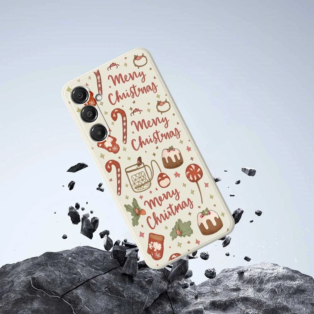 For Samsung Galaxy A16 5G  /  4G Case Merry Christmas Pattern Printing Straight Edge TPU Phone Back Cover - Beige - 7
