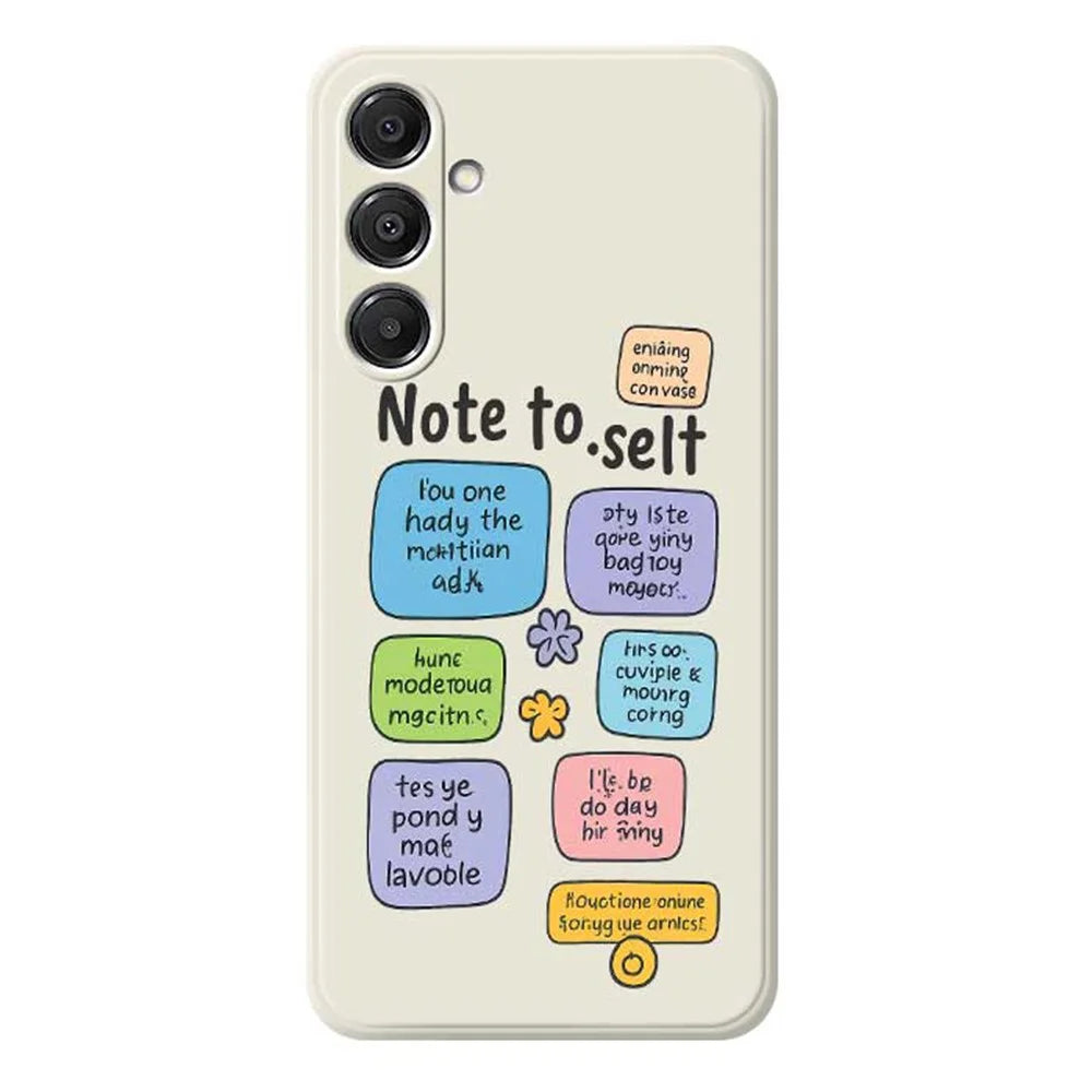 For Samsung Galaxy A16 5G  /  4G Case Colored Sticky Notes Pattern Printing Straight Edge TPU Phone Back Cover - Beige - 1