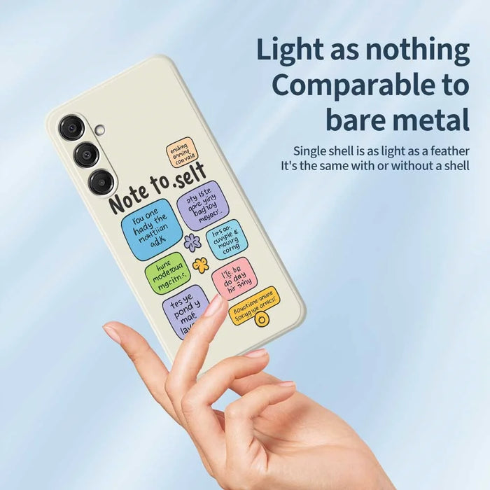 For Samsung Galaxy A16 5G  /  4G Case Colored Sticky Notes Pattern Printing Straight Edge TPU Phone Back Cover - Beige - 4