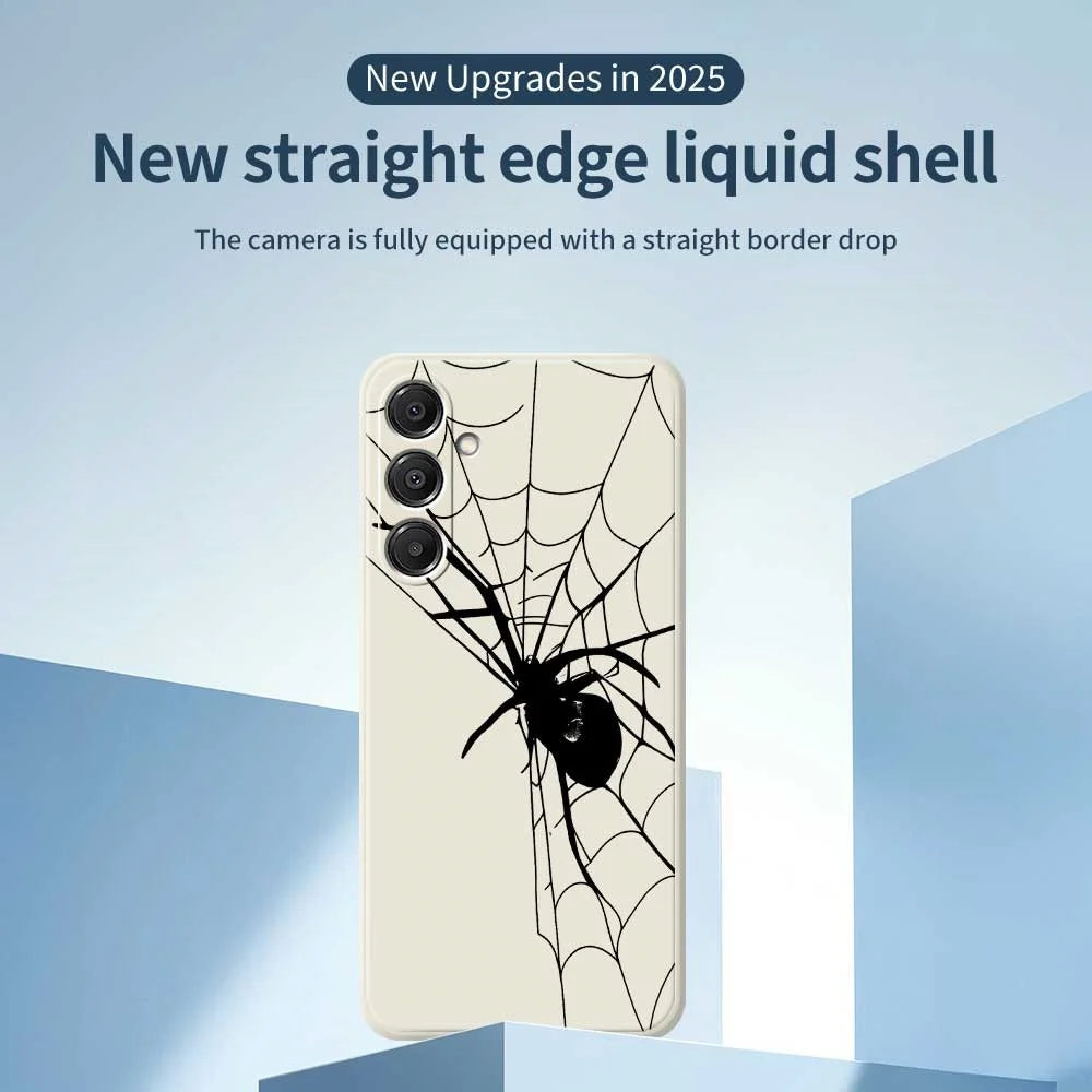 For Samsung Galaxy A16 5G  /  4G Case Spider Pattern Printing Straight Edge TPU Phone Back Cover - Beige - 3