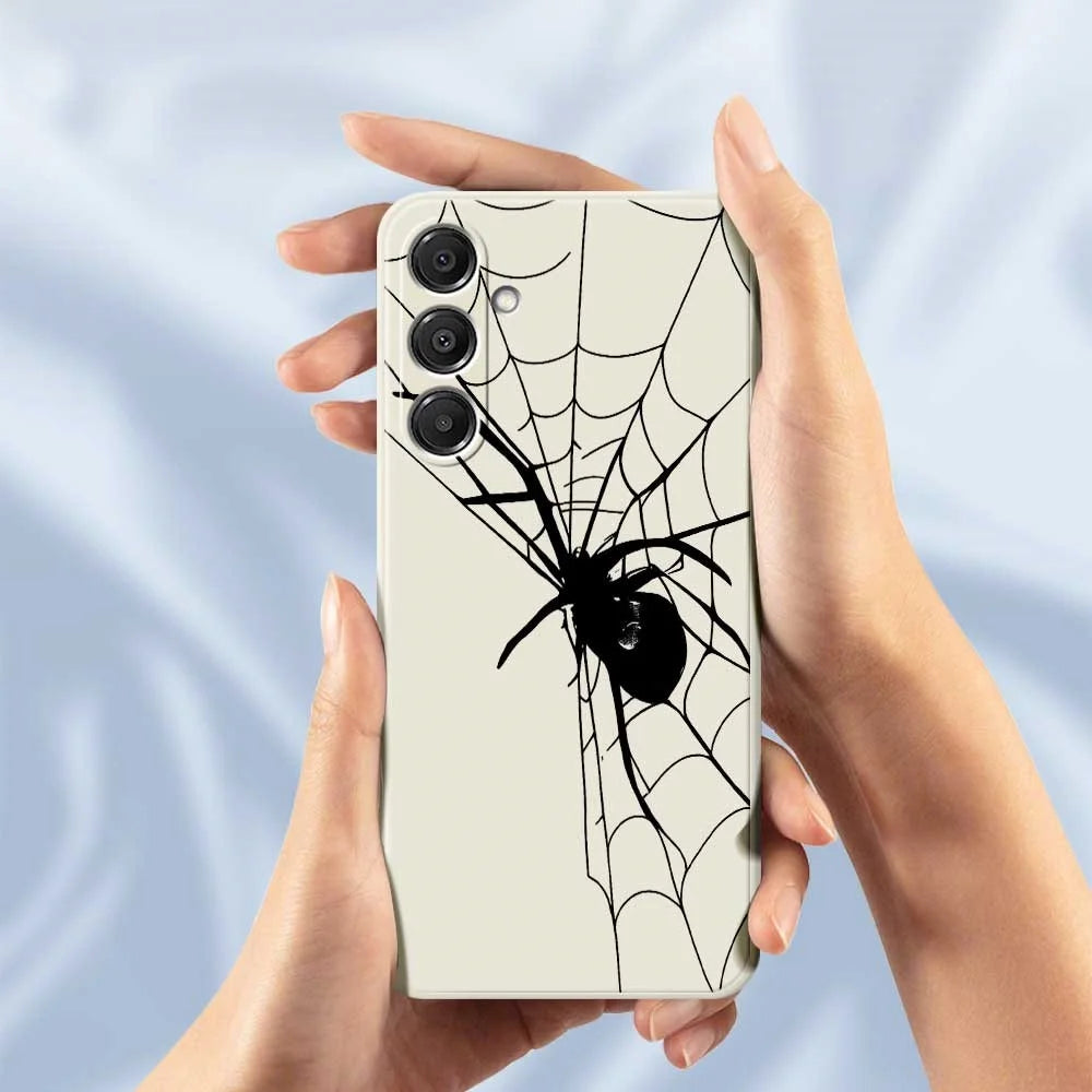 For Samsung Galaxy A16 5G  /  4G Case Spider Pattern Printing Straight Edge TPU Phone Back Cover - Beige - 6