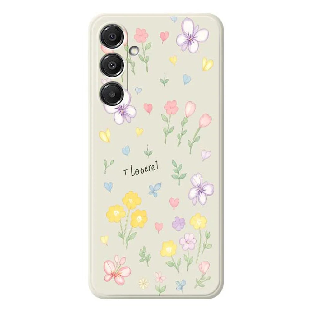 For Samsung Galaxy A16 5G  /  4G Case Small Flowers Pattern Printing Straight Edge TPU Phone Back Cover - Beige - 1