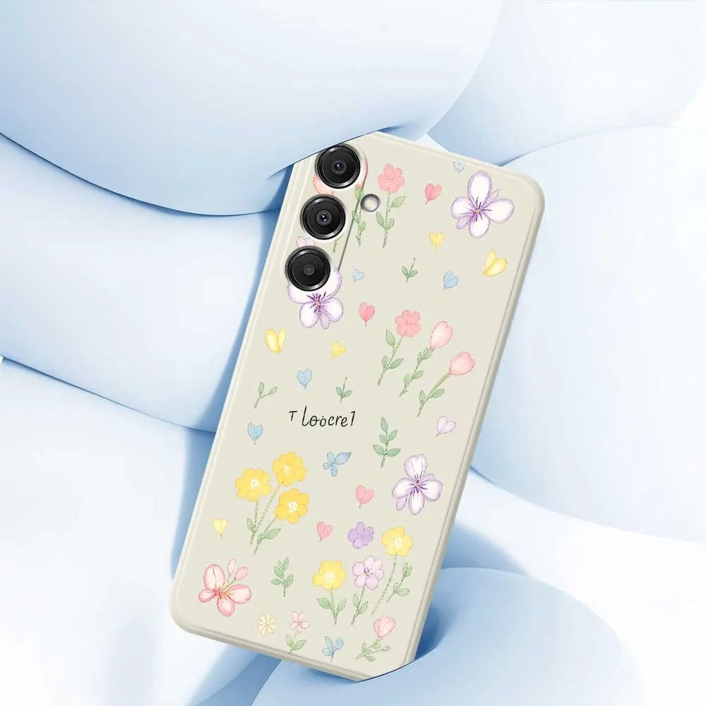 For Samsung Galaxy A16 5G  /  4G Case Small Flowers Pattern Printing Straight Edge TPU Phone Back Cover - Beige - 5