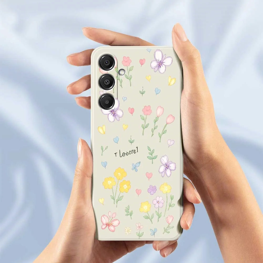 For Samsung Galaxy A16 5G  /  4G Case Small Flowers Pattern Printing Straight Edge TPU Phone Back Cover - Beige - 6