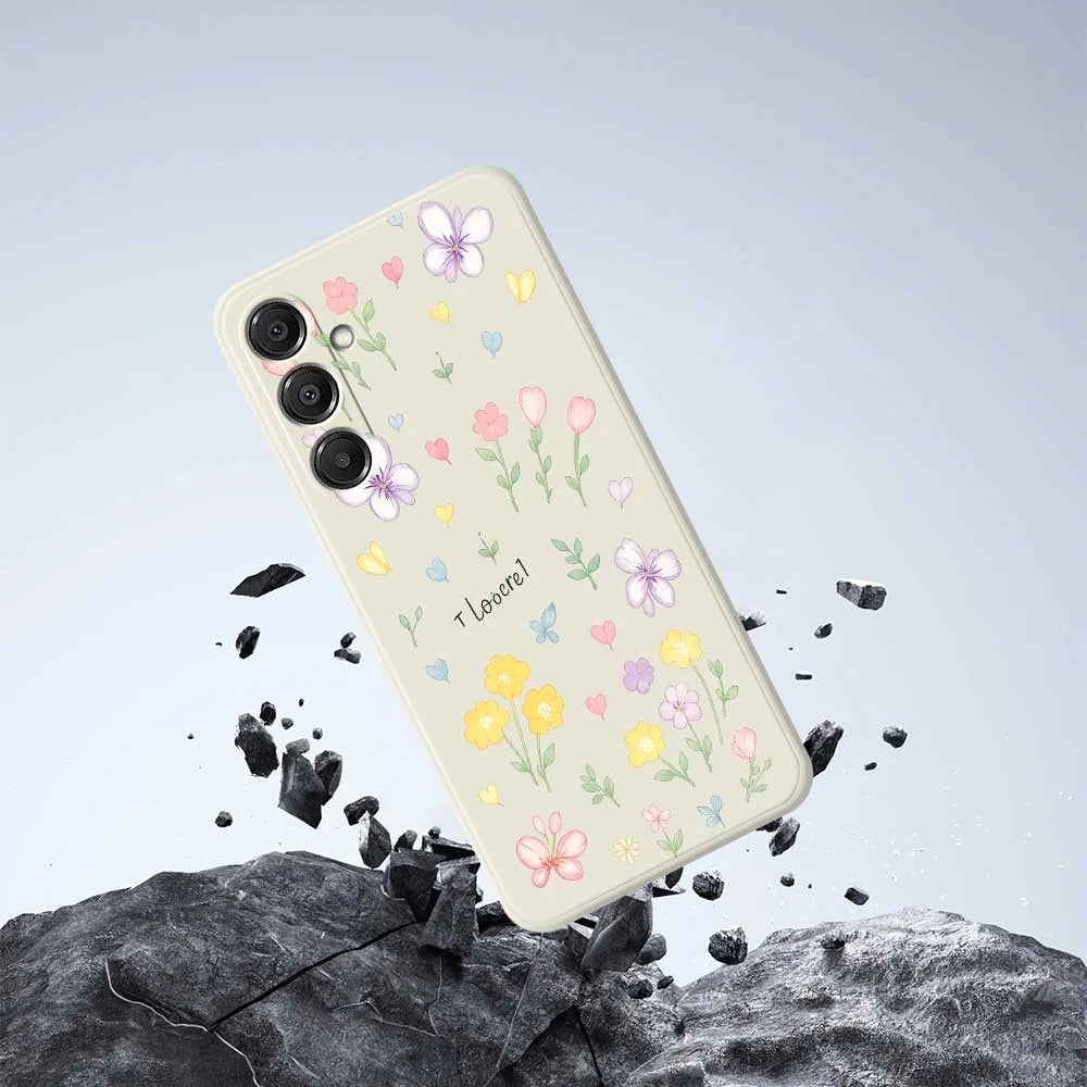 For Samsung Galaxy A16 5G  /  4G Case Small Flowers Pattern Printing Straight Edge TPU Phone Back Cover - Beige - 7