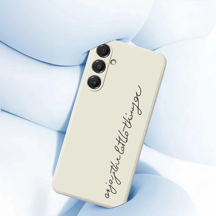 For Samsung Galaxy A16 5G  /  4G Case WordArt Pattern Printing Straight Edge TPU Phone Back Cover - Beige - 5