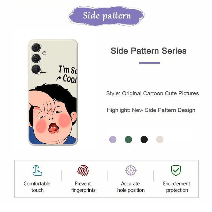 For Samsung Galaxy A16 5G  /  4G Case Make Faces Kid Pattern Printing Straight Edge TPU Phone Back Cover - Beige - 2