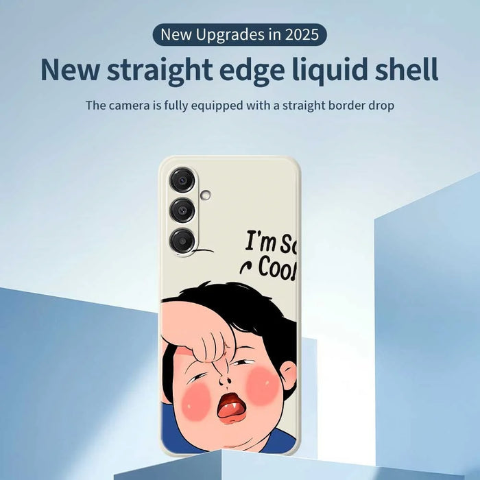 For Samsung Galaxy A16 5G  /  4G Case Make Faces Kid Pattern Printing Straight Edge TPU Phone Back Cover - Beige - 3