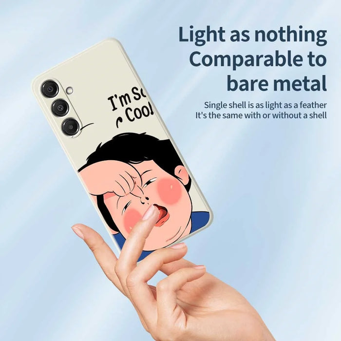 For Samsung Galaxy A16 5G  /  4G Case Make Faces Kid Pattern Printing Straight Edge TPU Phone Back Cover - Beige - 4